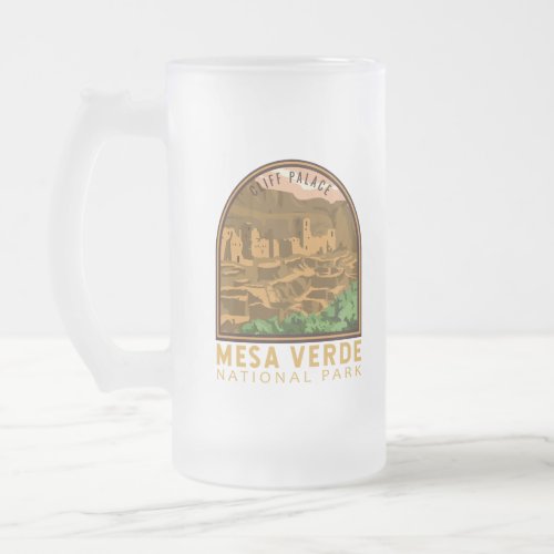 Mesa Verde National Park Cliff Palace Vintage Frosted Glass Beer Mug