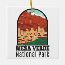 Mesa Verde National Park Colorado Colorful Vintage Ceramic Ornament
