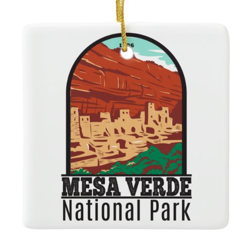 Mesa Verde National Park Colorado Colorful Vintage Ceramic Ornament