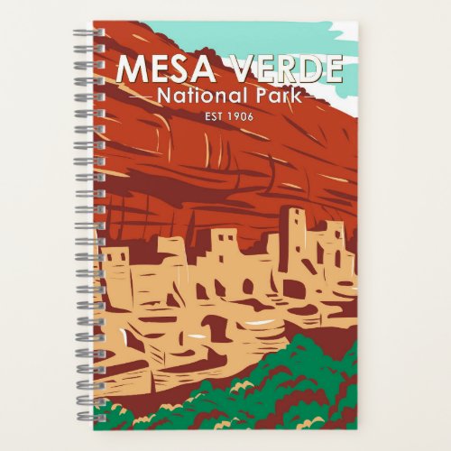 Mesa Verde National Park Colorado Colorful Vintage Notebook