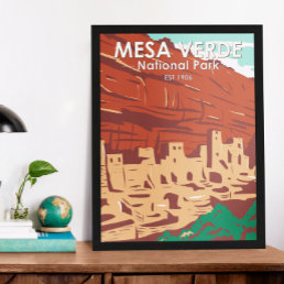 Mesa Verde National Park Colorado Colorful Vintage Poster