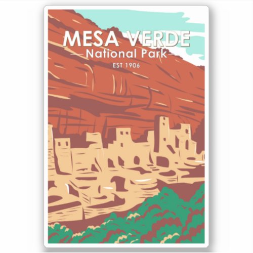 Mesa Verde National Park Colorado Colorful Vintage Sticker