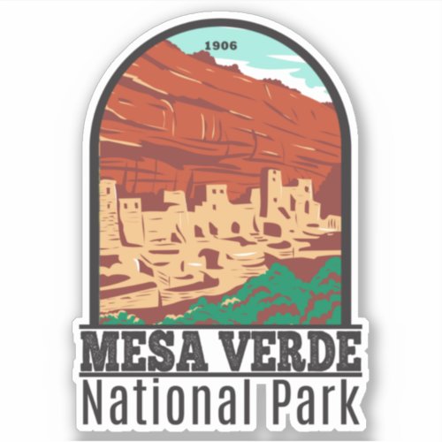 Mesa Verde National Park Colorado Colorful Vintage Sticker