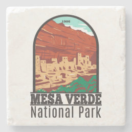 Mesa Verde National Park Colorado Colorful Vintage Stone Coaster