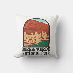 Mesa Verde National Park Colorado Colorful Vintage Throw Pillow