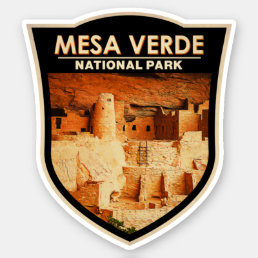 Mesa Verde National Park Colorado Watercolor Badge Sticker