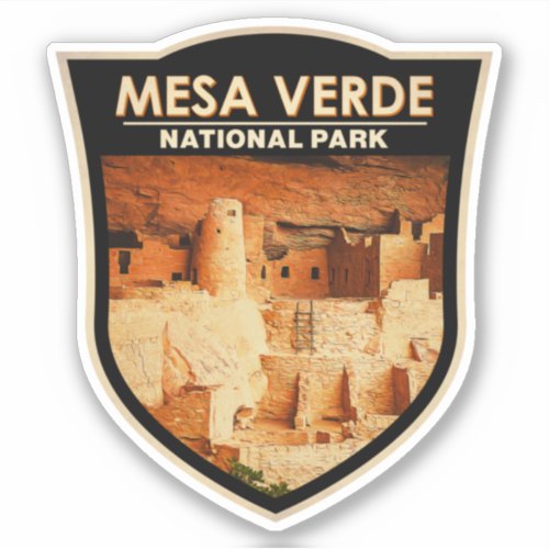 Mesa Verde National Park Colorado Watercolor Badge Sticker