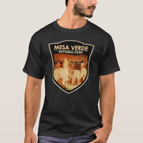 Mesa Verde National Park Colorado Watercolor Badge T_Shirt
