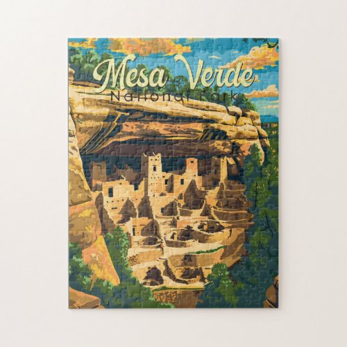 Mesa Verde National Park Illustration Travel Art Jigsaw Puzzle