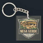 Mesa Verde National Park Illustration Travel Art Keychain<br><div class="desc">Mesa Verde vector artwork design. The park is known for its well-preserved Ancestral Puebloan cliff dwellings,  notably the huge Cliff Palace.</div>