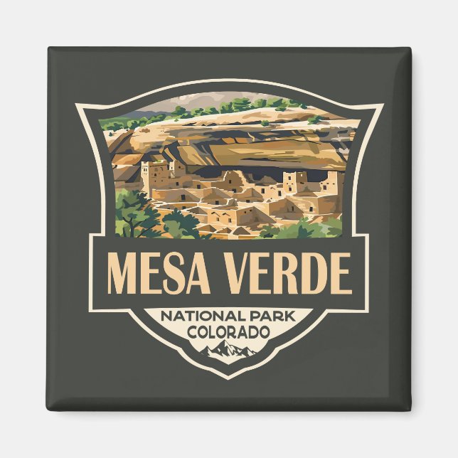 Mesa Verde National Park Illustration Travel Art Magnet (Front)