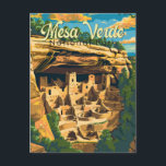 Mesa Verde National Park Illustration Travel Art Postcard<br><div class="desc">Mesa Verde vector artwork design. The park is known for its well-preserved Ancestral Puebloan cliff dwellings,  notably the huge Cliff Palace.</div>