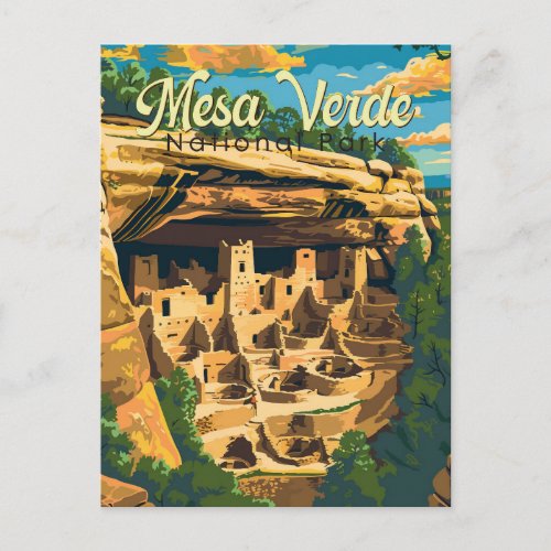 Mesa Verde National Park Illustration Travel Art Postcard