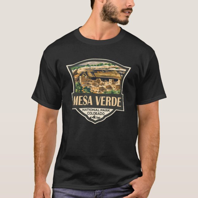 Mesa Verde National Park Illustration Travel Art T-Shirt (Front)