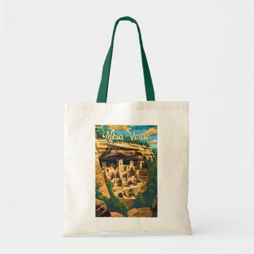 Mesa Verde National Park Illustration Travel Art Tote Bag