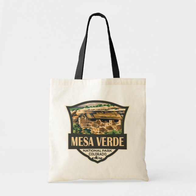 Mesa Verde National Park Illustration Travel Art Tote Bag (Front)