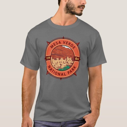 Mesa Verde National Park Retro Compass Emblem  T_Shirt