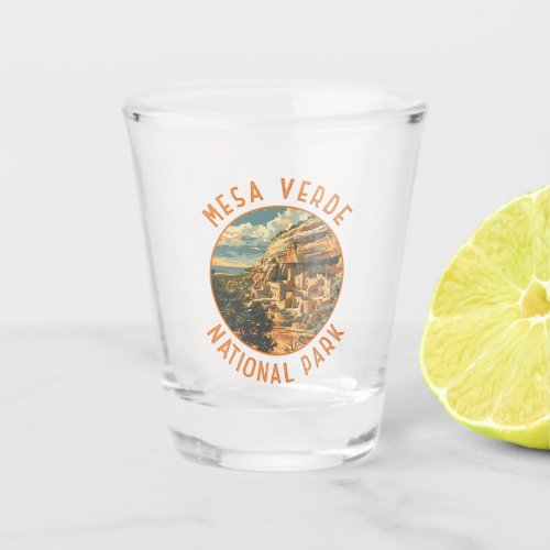 Mesa Verde National Park Retro Distressed Circle Shot Glass