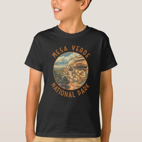 Mesa Verde National Park Retro Distressed Circle T_Shirt