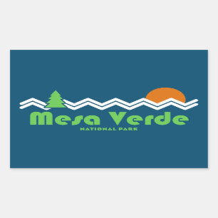 Mesa Verde National Park Retro Rectangular Sticker