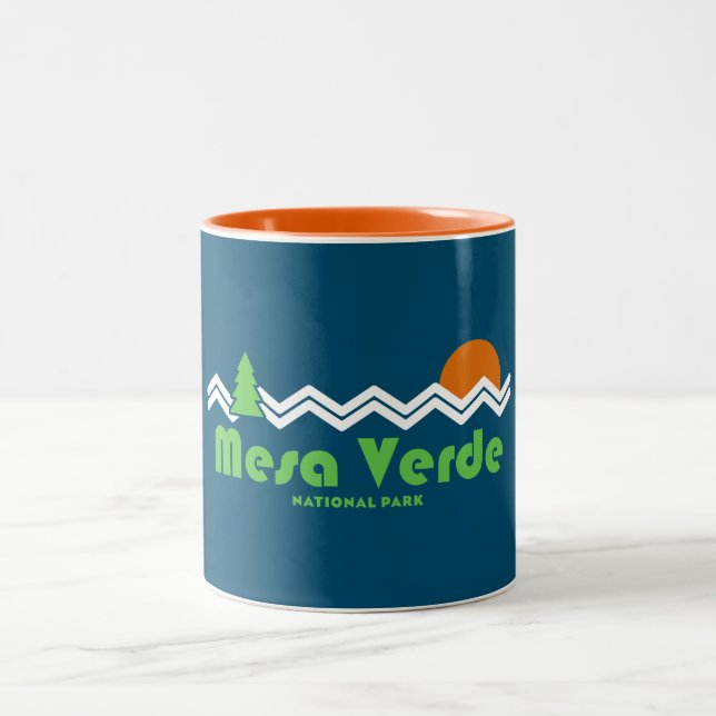 Mesa Verde National Park Retro Two-Tone Coffee Mug (Center)