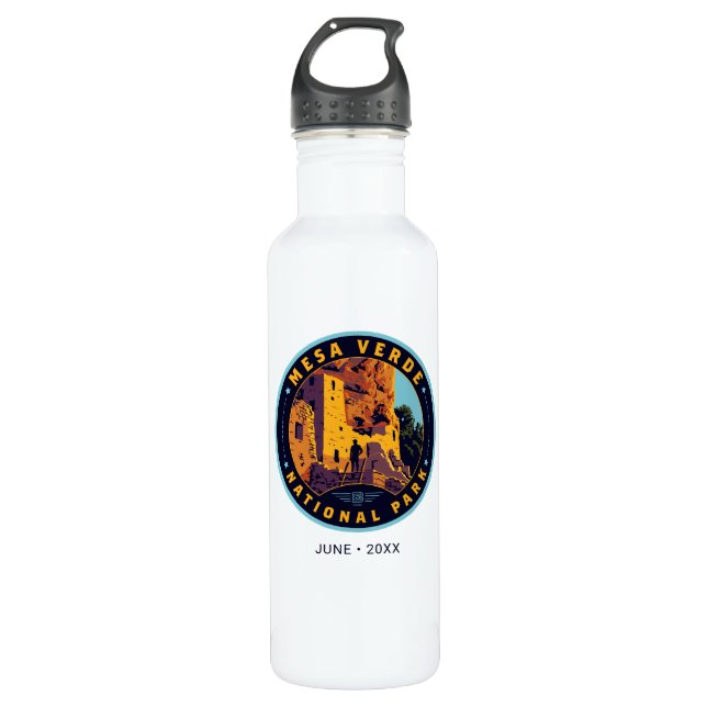 Mesa Verde National Park Stainless Steel Water Bottle (Front)