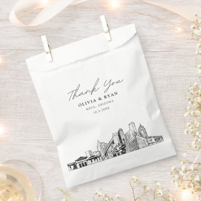Mesa Wedding Skyline Personalized Favor Bag  (Clipped)