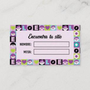 Meseros Seating Plan Boda Fun Lila Azul Place Card