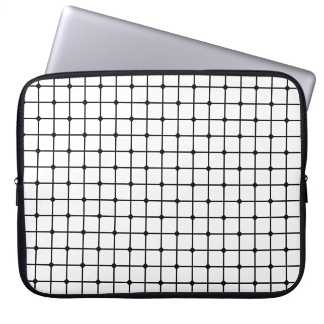 Mesh pattern monochrome geometric laptop sleeve (Front)