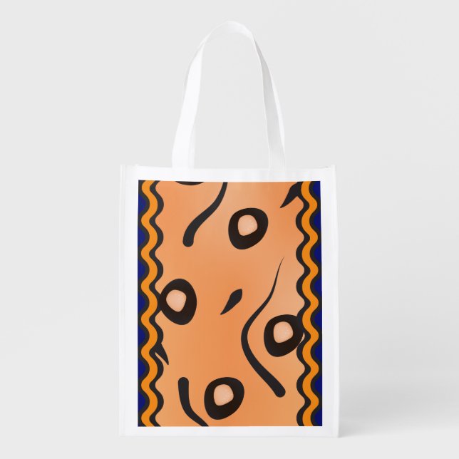 Mesh Wavy Line Pattern Grocery Bag (Front)