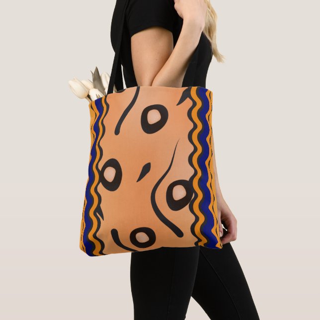 Mesh Wavy Line Pattern Tote Bag (Close Up)
