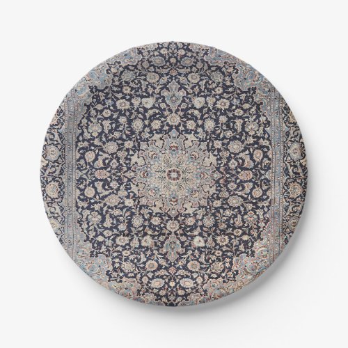 Meshed Persia Dusty Blue Dark Gray  Paper Plates