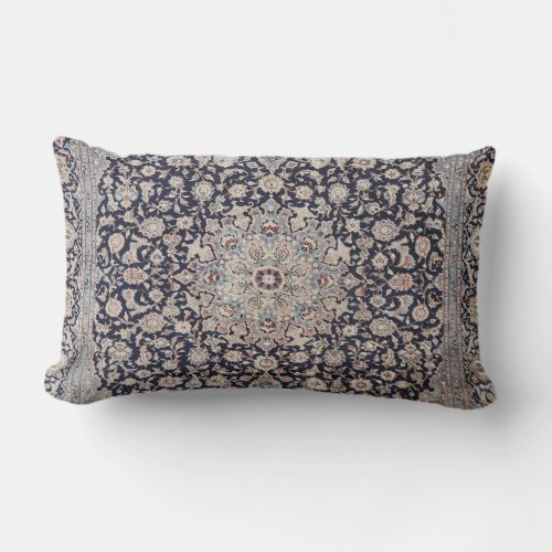 Meshed Persia Dusty Blue Dark Gray Throw Pillow