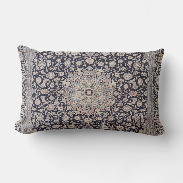 Meshed Persia Dusty Blue Dark Gray Throw Pillow (Front)