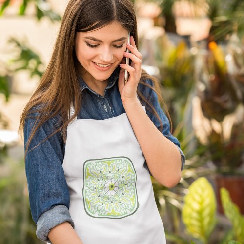 Mesmerising Green Flowers Adult Apron