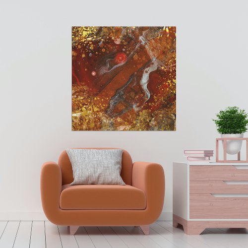 Mesmerizing Abstract Dark Red Gold Composition Canvas Print