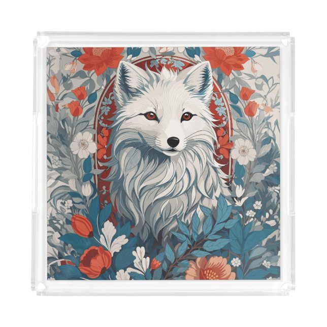 Mesmerizing Artic Fox Wildlife  Acrylic Tray (Front)