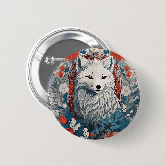 Mesmerizing Artic Fox Wildlife  Button (Front & Back)