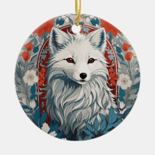 Mesmerizing Artic Fox Wildlife Ceramic Ornament