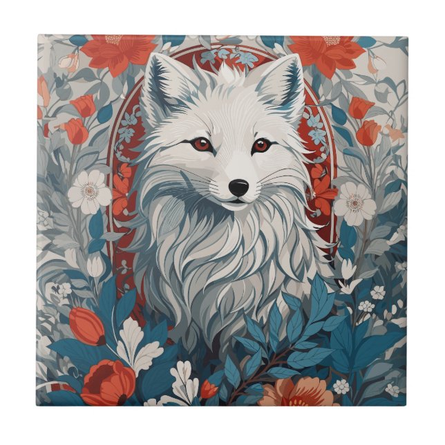 Mesmerizing Artic Fox Wildlife  Ceramic Tile (Front)