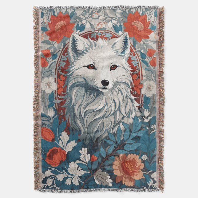 Mesmerizing Artic Fox Wildlife  Throw Blanket (Front Vertical)