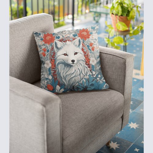 Mesmerizing Artic Fox Wildlife  Throw Pillow