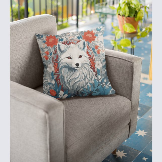 Mesmerizing Artic Fox Wildlife  Throw Pillow (Creator Uploaded)