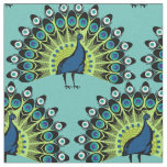 Mesmerizing Blue and Green Peacock Pattern Fabric