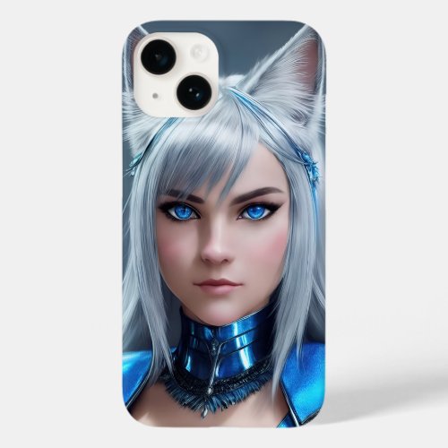 Mesmerizing catgirl with sleek silver hair Case_Mate iPhone 14 case