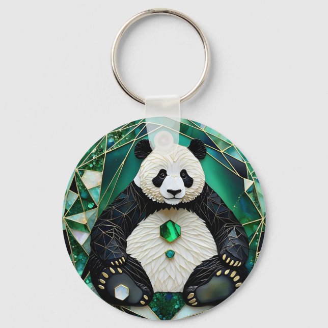 Mesmerizing Geometric Panda Keychain (Front)