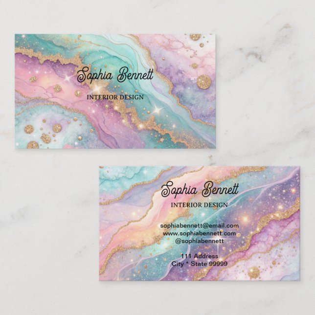 Mesmerizing Glitter Opal Background Business Card (Front/Back)