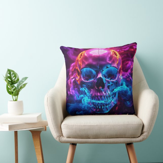 Mesmerizing glowing human skull  throw pillow (Chair)