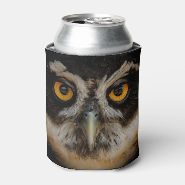 Mesmerizing Golden Eyes of a Spectacled Owl Can Cooler (Can Front)