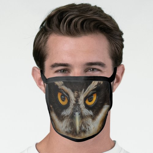 Mesmerizing Golden Eyes of a Spectacled Owl Face Mask